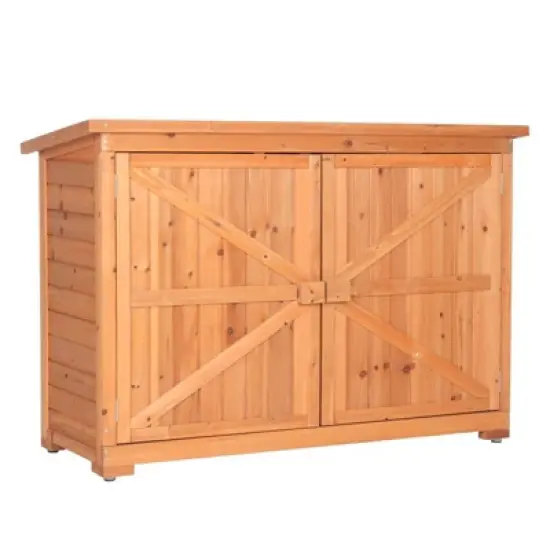 Karl Home 4 ft. W x 1 ft 5 in. D Solid Wood Lean-To Tool Storage Deck Box image {7}
