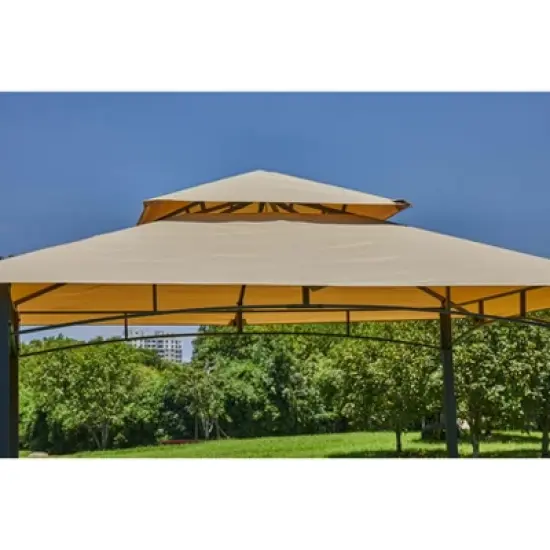 COWLOWN 8' x 5' Sturdy Ventilated BBQ Gazebo Awning, Rustproof Steel Frame, Double Top with Practical Accessories image {4}