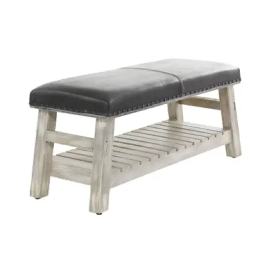 Rustic Wood Bench Black - Olivia & May image {1}