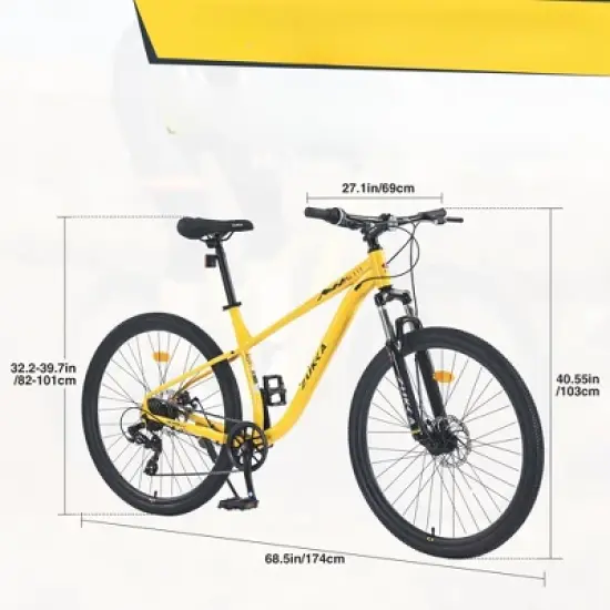 DSVIMOY Bicycles, 27.5 Inch Mountain Bike for Men Women Boys and Girls, 21-Speed Mountain Bike, Yellow, 68.5"*27.1"*40.55" image {1}