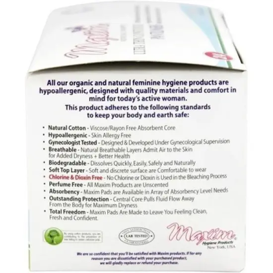 Maxim Ultra Thin Contour Pantyliners, Unscented Light Flow Organic Pads, Size 1 - 24Ct image {3}