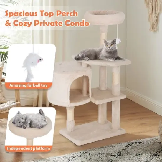 FDW 36 Inch Cat Tree Cat Tower Tall with Scratching Posts Cozy Condo Multi-Level Furniture Activity Center Cat Furniture for Indoor Cats image {3}