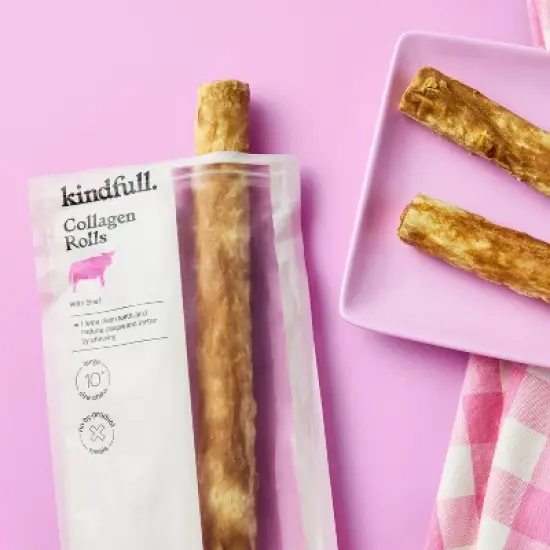 Rawhide Alternative Collagen Roll Beef Flavor Dog Treat - Kindfull&trade; - 9.5oz/3ct image {1}