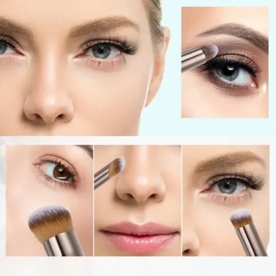 Unique Bargains Makeup Brushes and Sets Champagne Gold Tone 4 Pcs image {2}