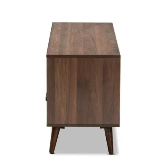 Garrick Two-Toned Wood 1 Drawer TV Stand for TVs up to 50" Gray/Walnut Brown - Baxton Studio image {3}