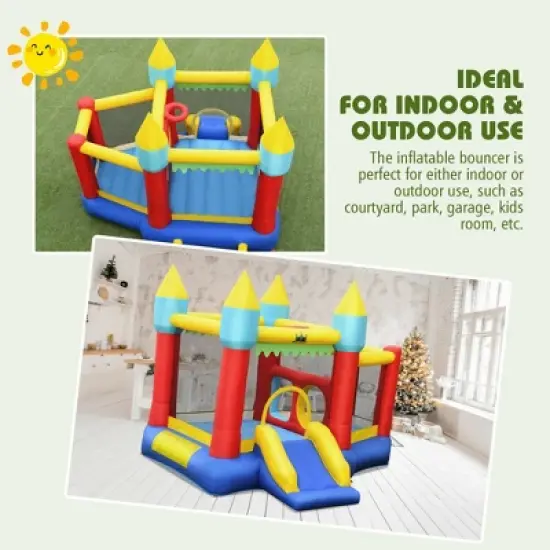 Costway Inflatable Bounce House Slide Jumping Castle w/ Tunnels Ball Pit & 480W Blower image {6}