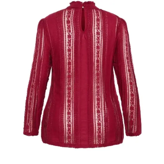Women's Plus Size Panelled Lace Top - ruby | CITY CHIC image {5}