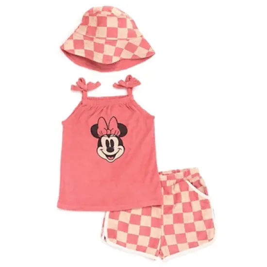 Disney Minnie Mouse Little Mermaid Girls Tank Top Dolphin Active Shorts and Hat 3 Piece Newborn to Infant image {7}