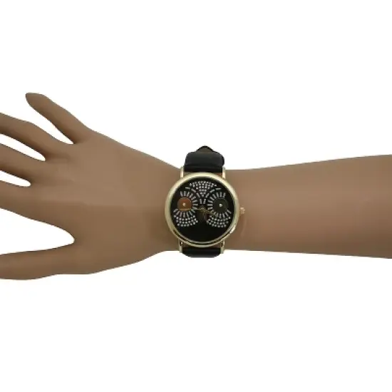 OLIVIA PRATT DAZZLING OWL FACE LEATHER STRAP WATCH image {1}