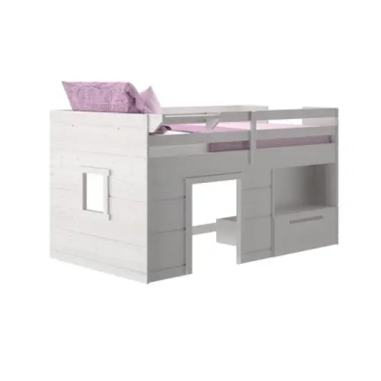 Max & Lily Loft Bed Twin Size Solid Wood Platform Bed Frame for Kids with Storage Drawer image {6}
