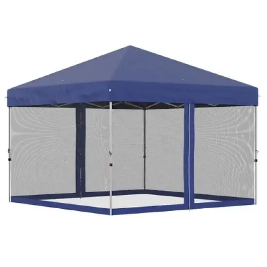 Resenkos Patio Garden Pergola, Pergola Canopy,10' x 10' Pop Up Canopy Tent, Tents for Parties with Wheeled Carry Bag, Blue Dark Blue image {6}