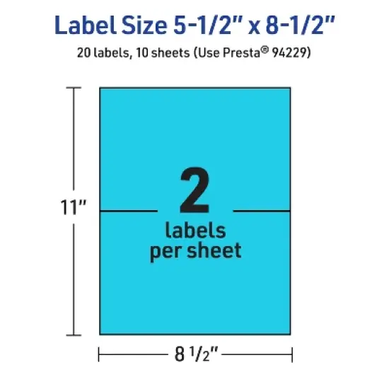 Avery Bright Blue Paper Labels, 5.5" x 8.5" Rectangle image {4}