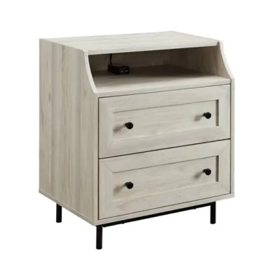 Transitional 2 Drawer Nightstand with USB Port - Saracina Home image {2}