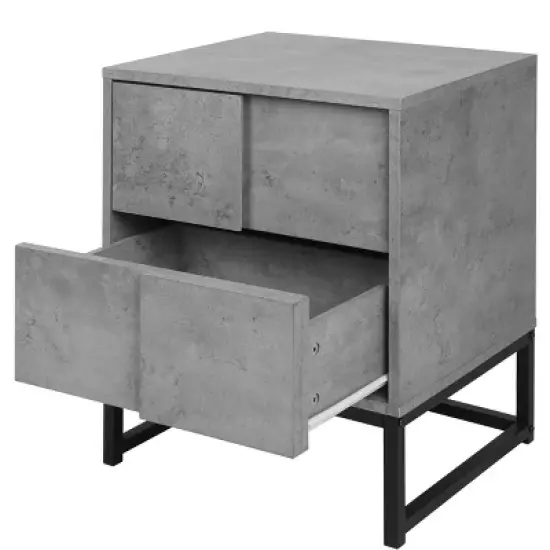 Adams 2 Drawers Cement Nightstand With Storage - The Pop Maison image {4}