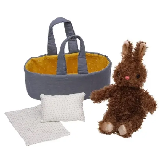 Manhattan Toy Moppettes Beau Bunny Stuffed Animal Nurturing Playset with Bunny Plush Toy, Fabric Bassinet, Blanket & Pillow image {2}