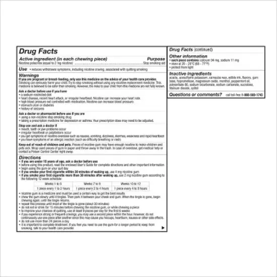 Nicorette 2mg Stop Smoking Aid Nicotine Gum - Spearmint Burst - 160ct image {1}