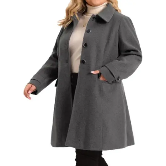 Agnes Orinda Women's Plus Size Turndown Collar Single Breasted Long Fleece Coats image {5}