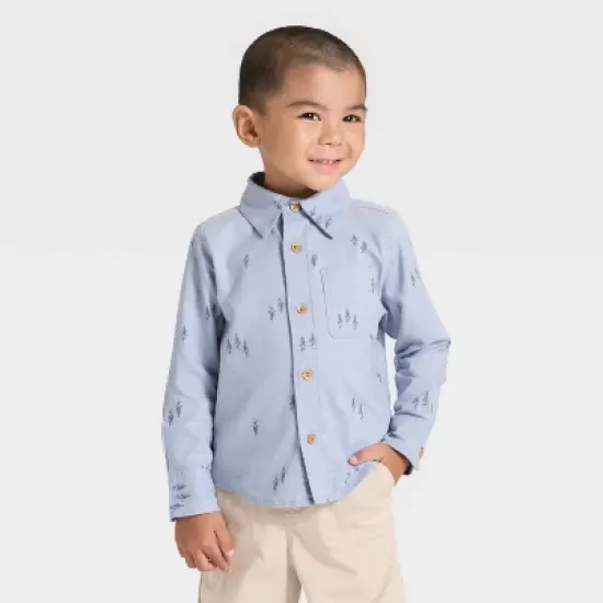 OshKosh B'gosh Toddler Boys' Blue Trees Woven Shirt image {4}