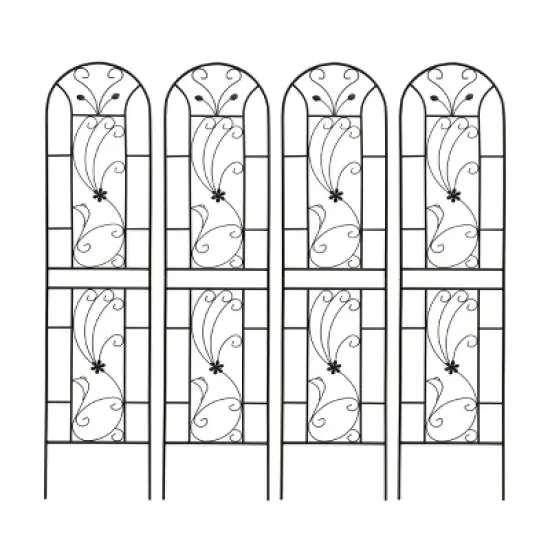 Lirago Black 4 pieces Weatherproof Multi-functional Outdoor Screen-Laser-Cut Galvanized Steel Panel 86.61"Hx19.68"Wx0.51"D image {5}