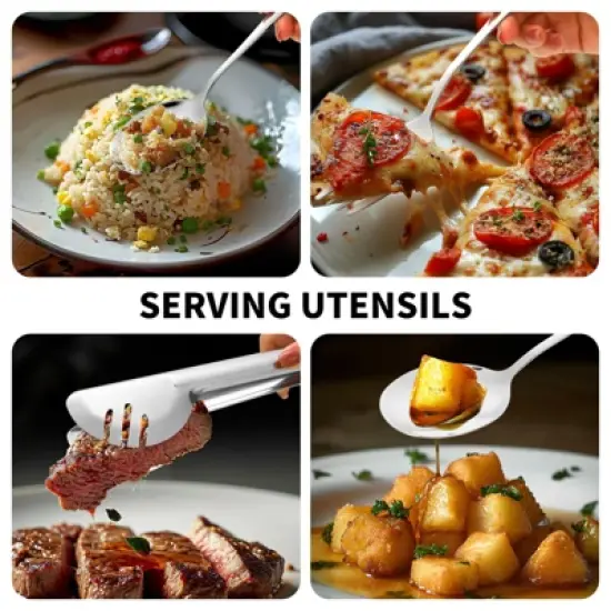 Itopfox 53-Piece Stainless Steel Flatware Set for 8 with Drawer Organizer, Includes Spoons, Forks, Steak Knives & Serving Utensils, Mirror Polished image {5}