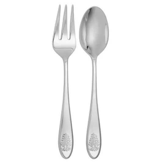 Spode Christmas Tree Salad Servers (Set of 2) - 10 Inch Flatware Serving Spoon & Fork, Festive Holiday Tableware, Stainless Steel - Dishwasher Safe image {7}
