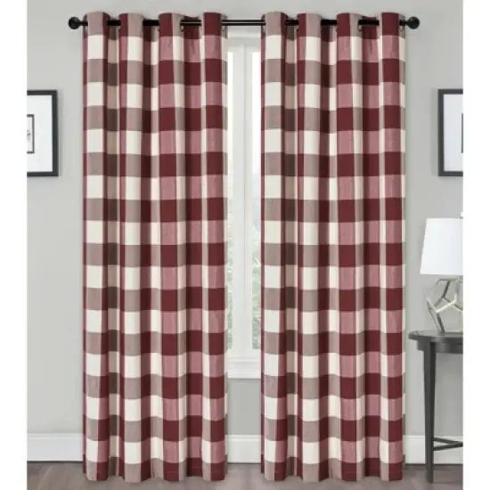 Kate Aurora Country Farmhouse Living Classic Buffalo Plaid Checkered Single Grommet Top Window Curtain Panel image {7}