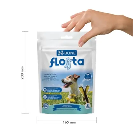 N-Bone Flossta Dual-Action Mint Flavor Dental and Hard Chew Dog Treats - 6.4oz image {3}