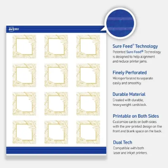 Avery Rectangle Business Cards, Gold Florals, 2" x 3.5" image {2}