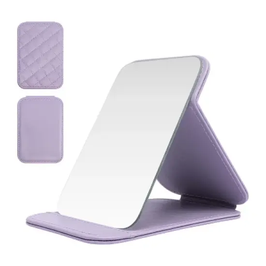 Mber Portable Travel Mirror for Makeup, Travel Makeup Mirror, Foldable Cosmetic Mirror, Adjustable Angle, 8.07"x6.1", Purple image {6}