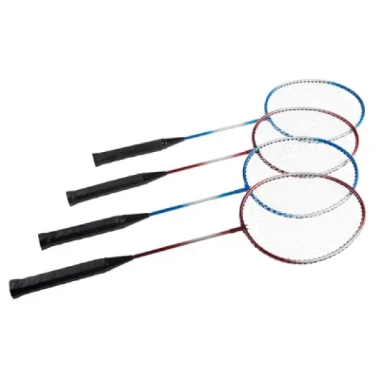 Toy Time All-in-One Portable Outdoor Badminton Game Set - Includes 4 Racquets, 3 Shuttlecocks, Regulation-Size Net, Ground Anchors, and Carrying Case image {2}