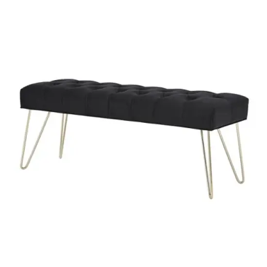 Hewett Velvet Tufted Metal Bench - Inspire Q image {10}