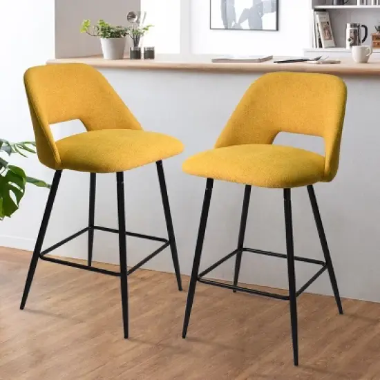26.5" Edwin Upholstered Counter Height Stool (Set of 2) Black Leg-The Pop Maison image {10}