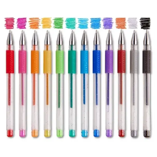 KINGART Gel Pen Set, Soft Grip, 12 Glitter Colors image {6}
