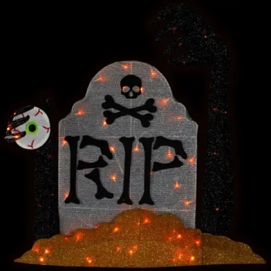 Northlight Lighted Tombstone Halloween Decoration - 31.5" - Black and Gray - Orange LED Lights image {2}