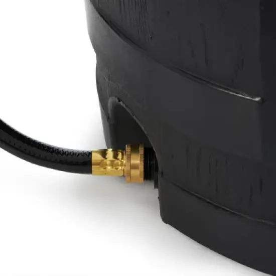 FCMP Outdoor RC45 45 Gallon Heavy Duty Outdoor Home Rain Water Catcher Barrel Container with Hose & Debris Screen, Black image {4}