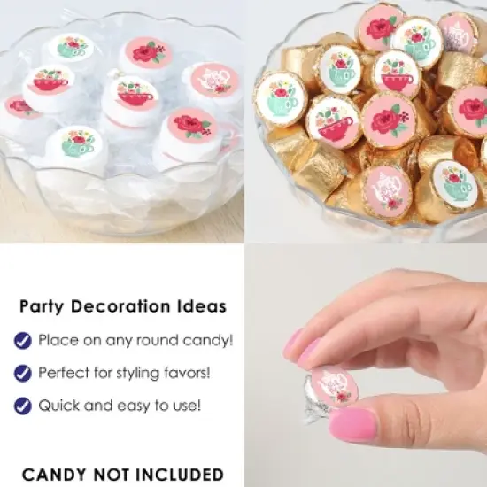 Big Dot of Happiness Floral Let's Par-Tea - Garden Tea Party Small Round Candy Stickers - Party Favor Labels - 324 Count image {4}