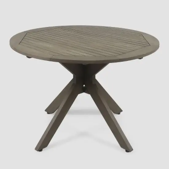 Stamford Round Acacia Wood Dining Table with X-Shaped Base Gray - Christopher Knight Home image {1}