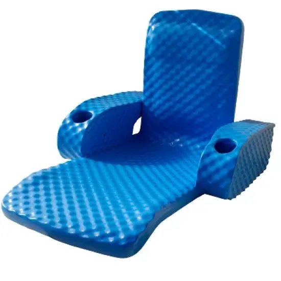 TRC Recreation Folding Baja II Portable Floating Swimming Pool Water Chair Lounger with 2 Armrest Cup Holders, Bahama Blue image {4}