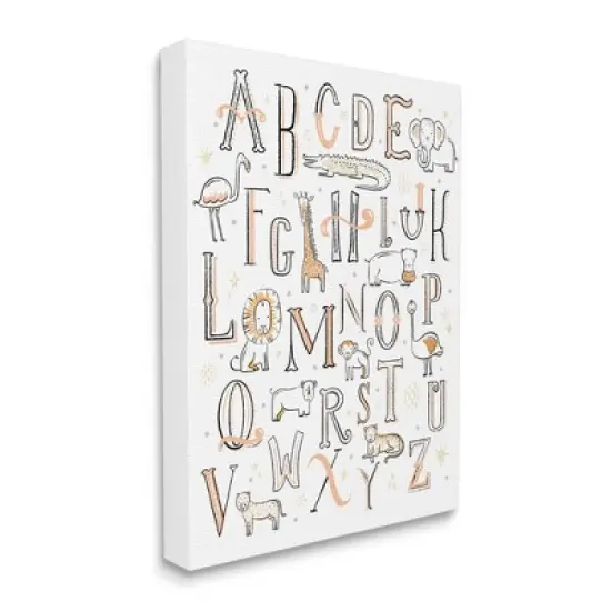 Stupell Industries Nursery Animal Alphabet Chart Soft Orange White image {4}