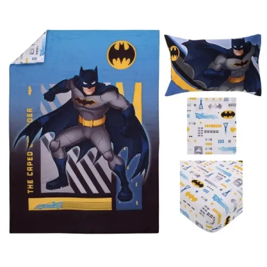 Warner Brothers Batman The Caped Crusader Navy, Gray, and Yellow Bat-Signal 4 Piece Toddler Bed Set image {7}