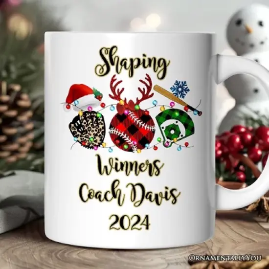 Baseball Buffalo Plaid Christmas Mug, Team and Coaches Gift (Non-Custom Only)| OrnamentallyYou image {3}