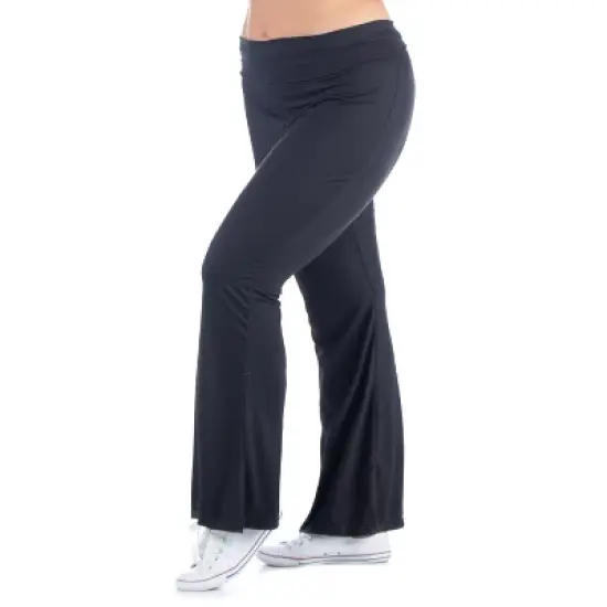 24seven Comfort Apparel Black Bell Bottom Foldover Waist Plus Size Sweatpants image {3}