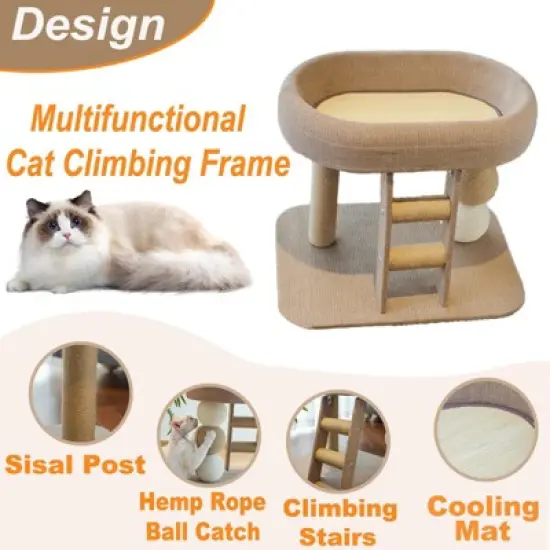 Indoor cat climbing frame, cat tree tower, cat house activity center furniture with grab poles, climbing ladder image {7}