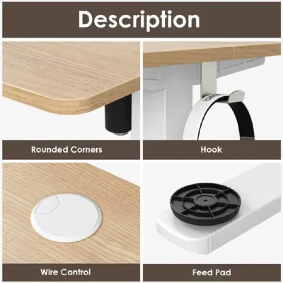 Lirago Brown Electric Standing Desk 55x24 Splice Board Carbon Steel Frame 170LB Capacity Height Adjustable image {4}