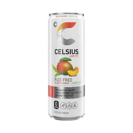 CELSIUS Fizz Free Peach Mango Green Tea Functional Energy Drink - 12 fl oz Single Can image {4}