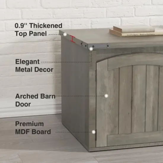 Double Cat Litter Box Enclosure, Hidden Litter Box Furniture for 2 Cats, Cat House with Scratch Pad image {3}