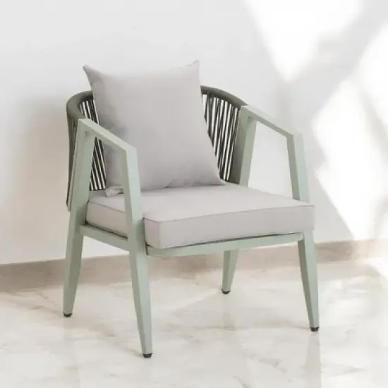 Mshliw Durable Outdoor Seating Set with Cushions and Iron Table &ndash; Comfortable 3-Piece Patio Set for Lawn, Garden, and Poolside image {1}