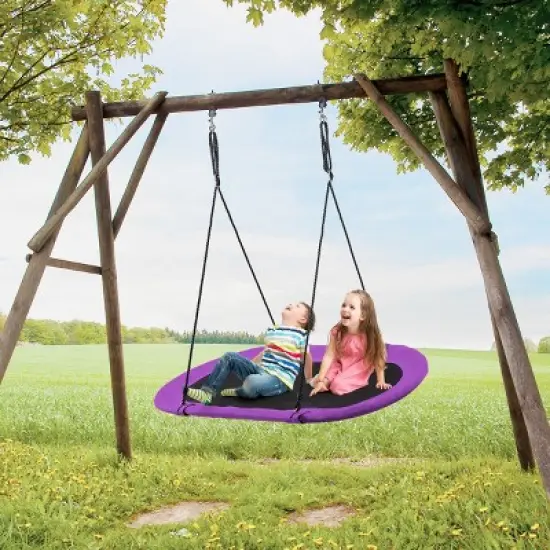 Infans 60" Saucer Tree Swing Surf Outdoor Adjustable Kids Giant Oval Platform Purple image {2}