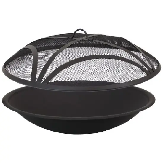Sunnydaze Outdoor Replacement Steel Fire Pit Bowl with Spark Screen - Black image {8}