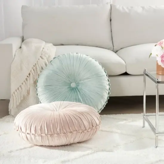 Sofia Pin Tuck Velvet Round Floor Cushion - Mina Victory image {5}